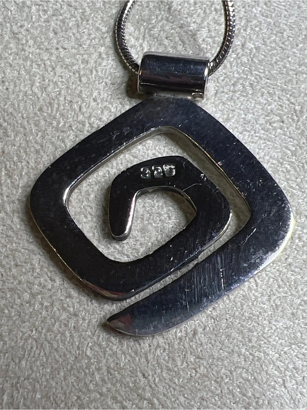 925 Sterling Silver Geometric Maze Pendant Snake Link Chain Necklace